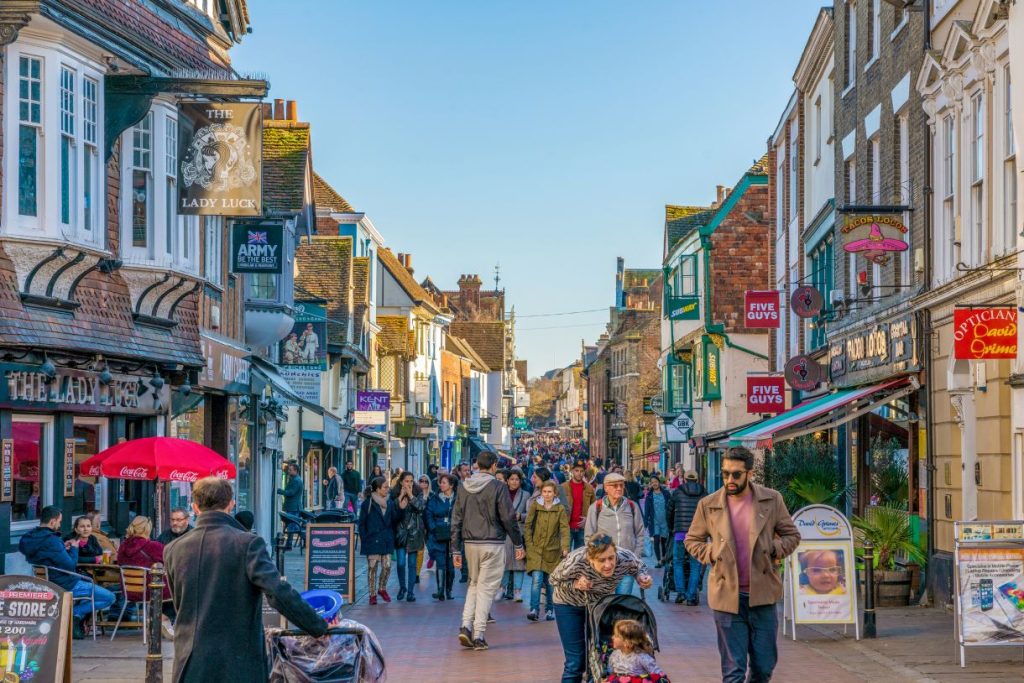 People shopping on Canterbury High Street