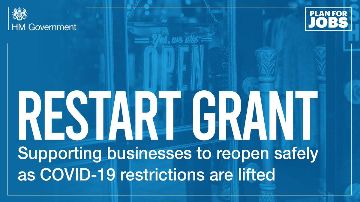 Restart Grant: Supporting businesses to reopen safely as COVID-19 restrictions are lifted. HM Government and Plan for Jobs
