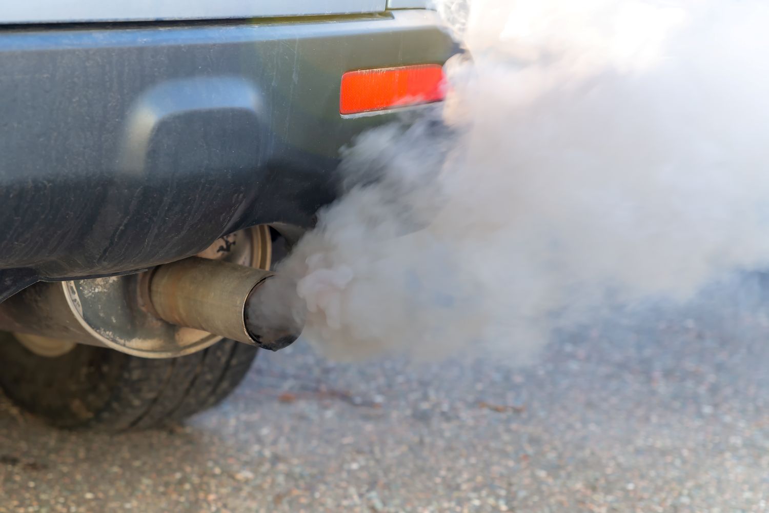 Car exhaust with fumes coming out