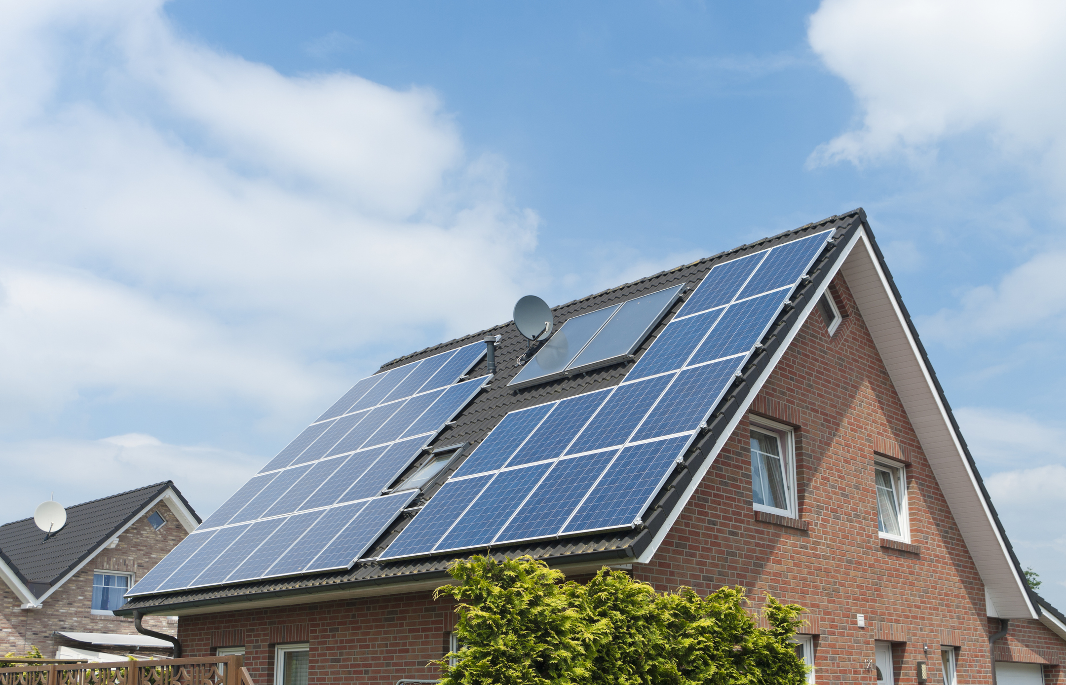 House roof with solar panels