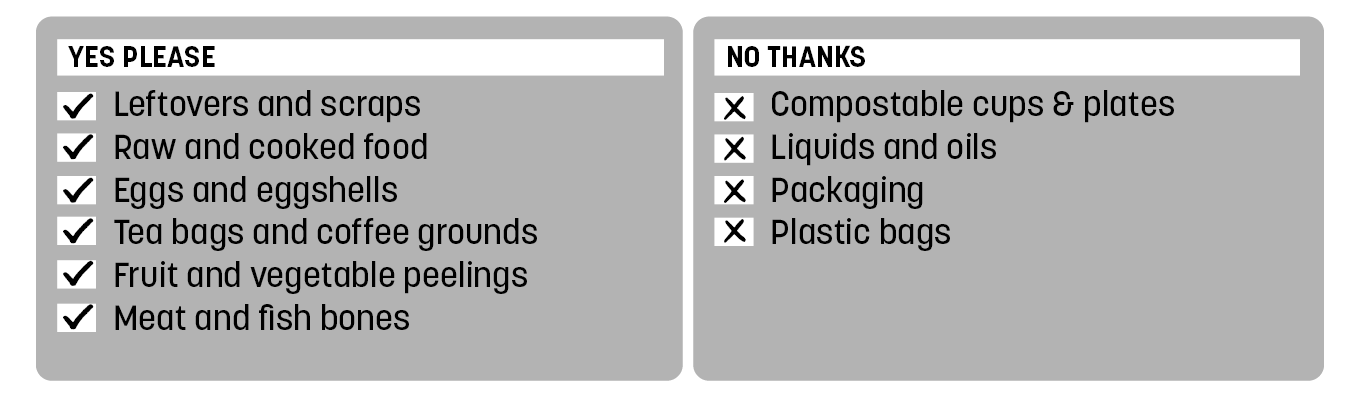 food bin yes and no tick list