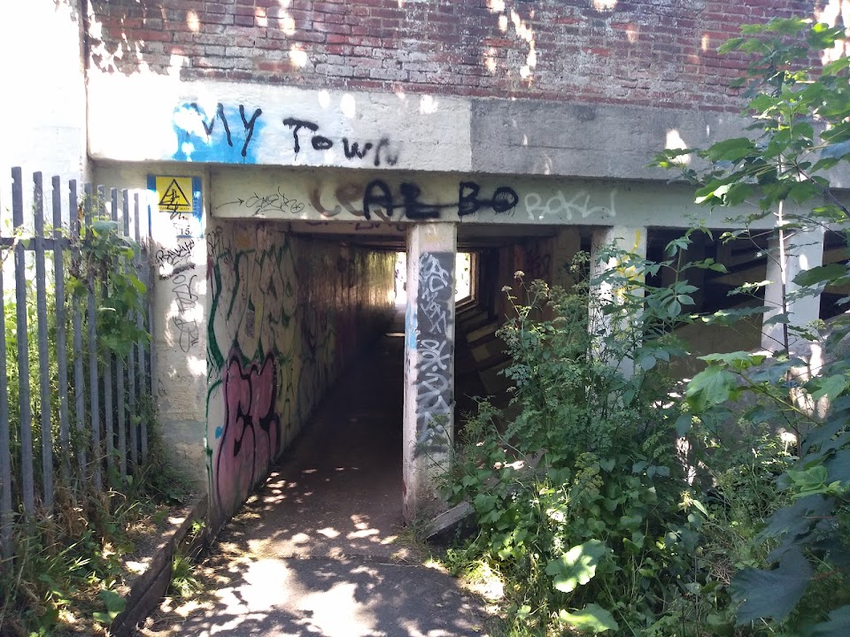 Kingsmead road bridge before clean-up project covered in graffiti and brambles