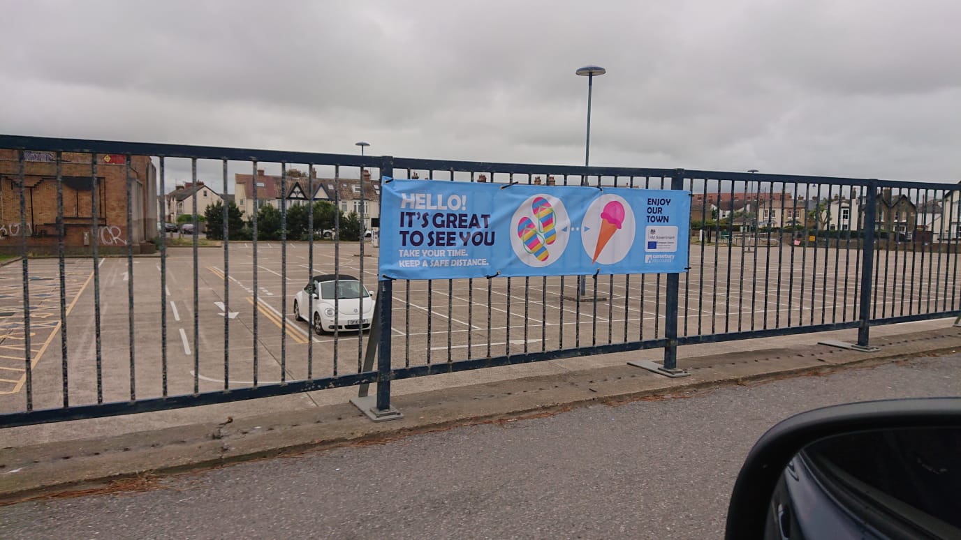 Reopening banner in Whitstable